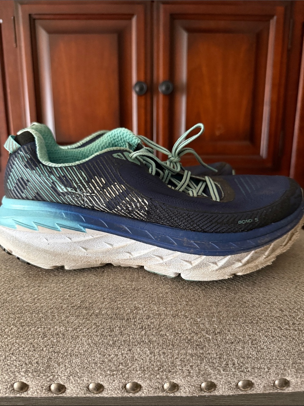 Hoka One One Men's Bondi 5 Navy and Teal Running Shoes